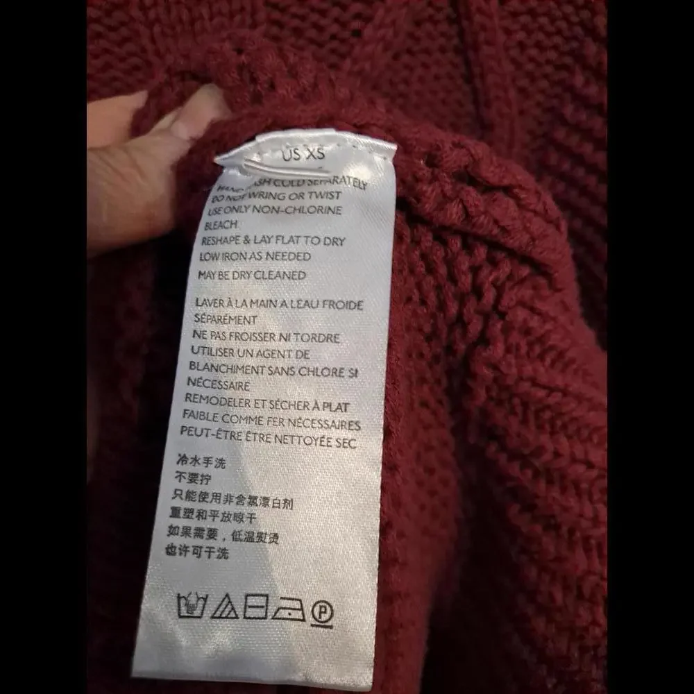 Free‎ People Maroon Cable Knit Sweater Size XS